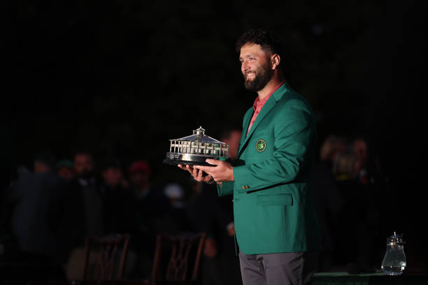AUGUSTA%2C+GEORGIA+-+APRIL+09%3A+Jon+Rahm+of+Spain+celebrates+with+the+Masters+trophy+during+the+Green+Jacket+Ceremony+after+winning+the+2023+Masters+Tournament+at+Augusta+National+Golf+Club+on+April+9%2C+2023+in+Augusta%2C+Georgia.+%28Photo+by+Patrick+Smith%2FGetty+Images%29